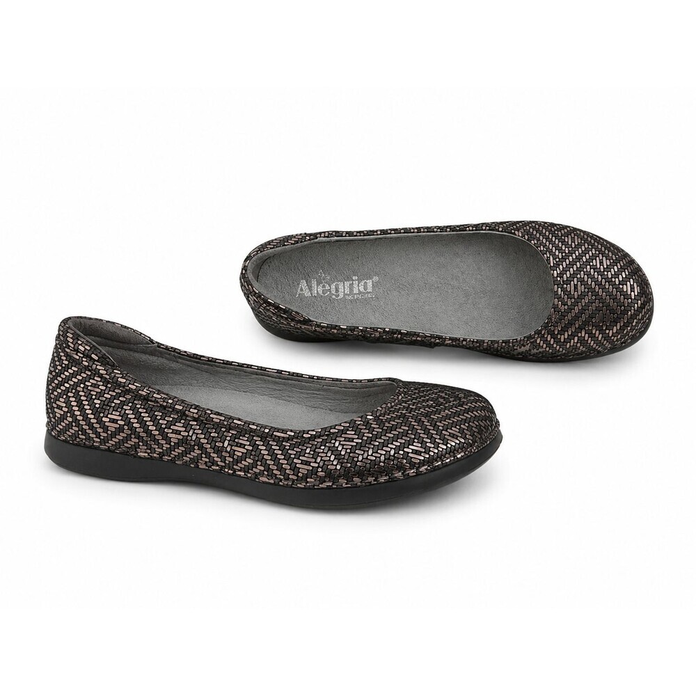 New Alegria Pewter Dazzler Ballet Shoes Size 8 Slip On Comfort Flats Leather